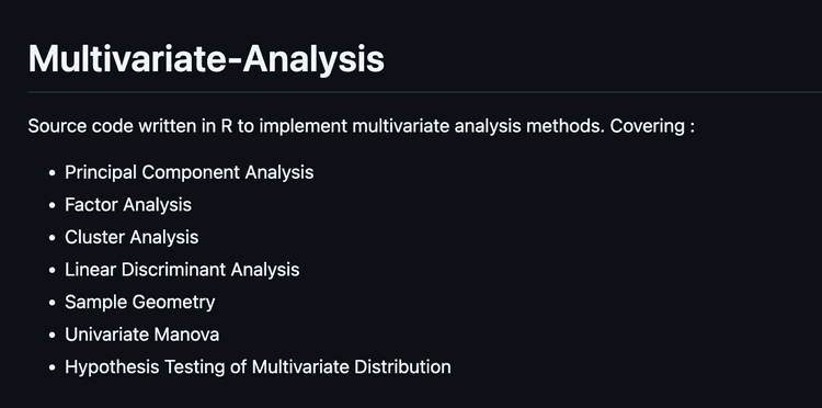 Multivariate Analysis using R